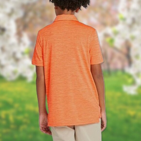 NWT Orange Striped Golf Polo Shirt - Boys Size L (12/14) - All in Motion T-Shirt - Picture 3 of 3
